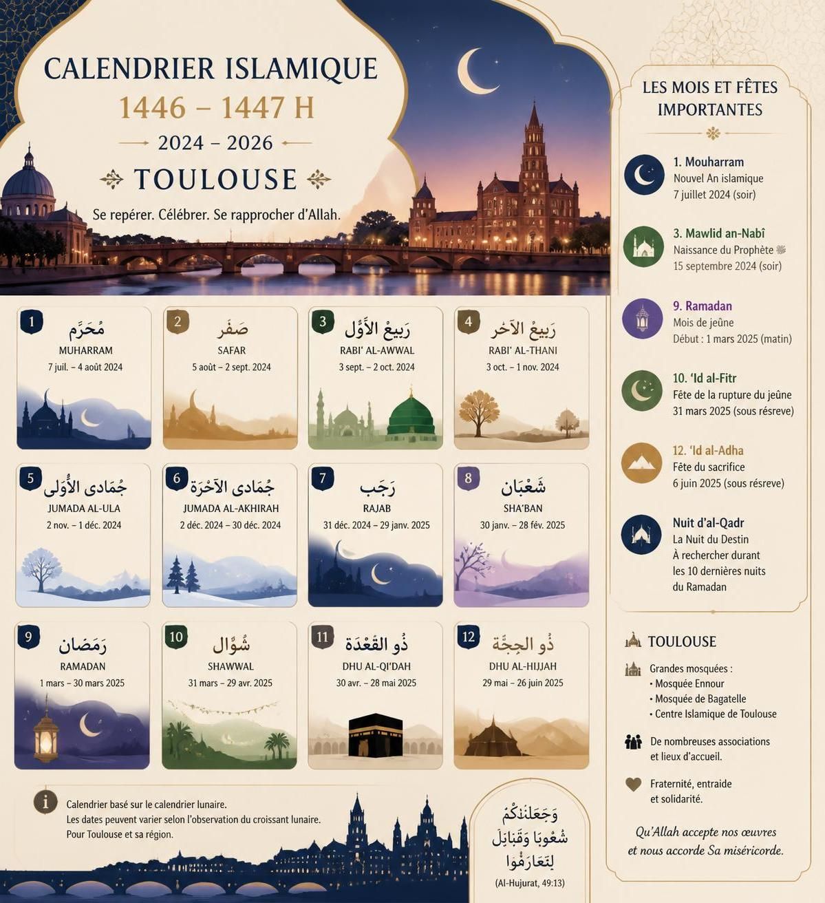 consultez le guide complet et actualisé des horaires de prière à toulouse pour 2026. retrouvez les heures précises pour chaque jour afin d'organiser vos prières en toute sérénité.